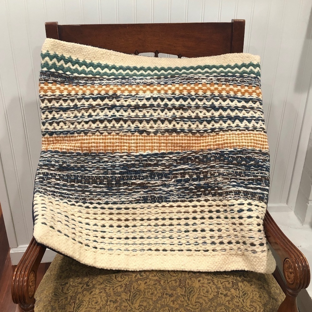 Magnolia Home Jordan Blue & Orange Accent Pillow Cover, 20" x 20"